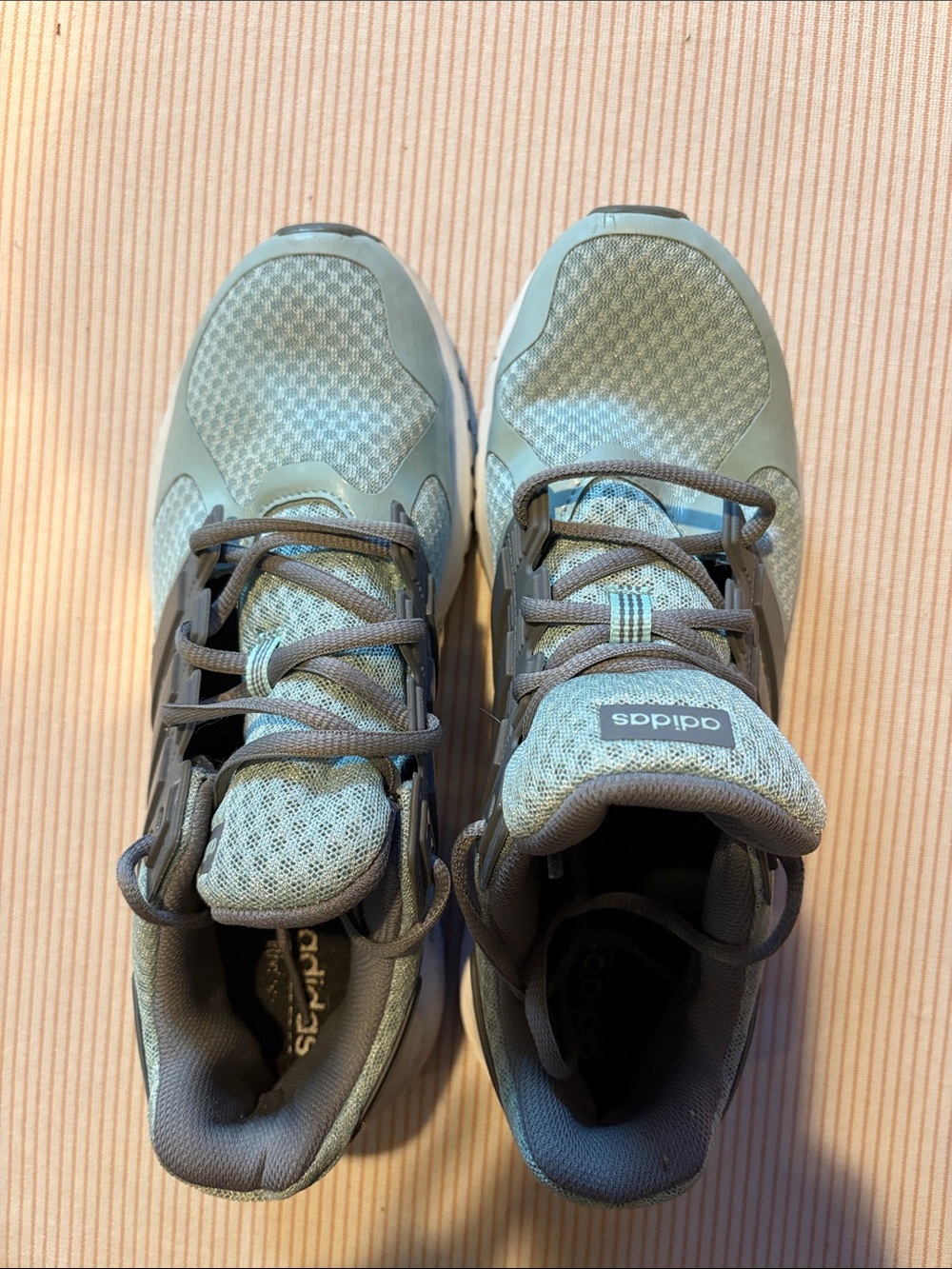 Adidas Gray and Light Green Mesh Training Sneakers